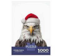 Jigsaw Puzzle for Adults 1000 Pieces Bald Eagle with Santa Hat Puzzles for Adults Relax Games Pattern Assembly for Is Ideal As A Gift 38x26cm/1000pcs