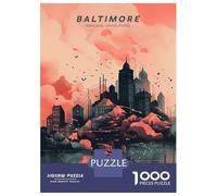 Jigsaw Puzzle for Adults 1000 Pieces, Baltimore Urban Panorama Artwork, Relaxing Puzzle Experience, Seasonal Gift Choice, Premium Thick Cardboard, 38x26cm/1000pcs