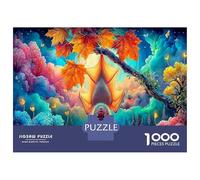 Jigsaw Puzzle for Adults 1000 Pieces Bat Hanging from Maple Branch Impossible Difficult Challenging Men Women, Wildlife Home Decoration 38x26cm/1000pcs