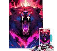 Jigsaw Puzzle for Adults 1000 Pieces Bear Grizzly Fury Puzzle for Adults Relax Games Birthday Present Birthday And Unique Gifts (Size 38x52cm)