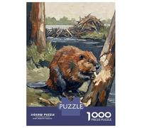 Jigsaw Puzzle for Adults 1000 Pieces Beaver Gnawing on A Tree Trunk Puzzles for Adults DIY Toys Perfect Decoration Birthday And Unique Gifts 70x50cm/1000pcs