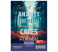 Jigsaw Puzzle for Adults 1000 Pieces Bible Verse - Cast Your Anxiety Jigsaw Puzzle Brain Teaser Game Stress Reliever Birthday And Unique Gifts 38x26cm/1000pcs