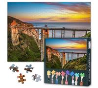Jigsaw Puzzle for Adults 1000 Pieces - Bixby Bridge & Pacific Coast Highway at Sunset, Iconic Coastal Landscape Art Puzzles, Premium Puzzle Board for Adults, 27.5x19.7 in