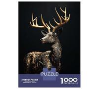 Jigsaw Puzzle for Adults 1000 Pieces Black And Gold Deer Puzzles for Adults Relax Games Pattern Assembly for Is Ideal As A Gift 38x26cm/1000pcs
