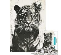 Jigsaw Puzzle for Adults 1000 Pieces Black And White Tiger Jigsaw Hands-on Game A Work of Art Unique Gifts for Birthday And Christmas (Size 38x52cm)