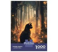 Jigsaw Puzzle for Adults 1000 Pieces Black Cat in Magical Forest Jigsaw for Adults Relax Games Hand Speed Race Difficult And Challenge 52x38cm/1000pcs