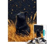 Jigsaw Puzzle for Adults 1000 Pieces Black Mouse in Golden Field Jigsaw Hands-on Game A Work of Art Unique Gifts for Birthday And Christmas (Size 38x52cm)