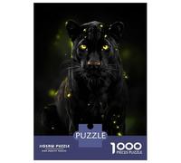 Jigsaw Puzzle for Adults 1000 Pieces Black Panther with Glowing Fireflies Jigsaw Puzzle Brain Teaser Game For Family Fun Parent-child Interaction 52x38cm/1000pcs