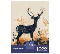 Jigsaw Puzzle for Adults 1000 Pieces Black Spotted Deer in Autumn Teenager Puzzles Fun Games Analysis And Logic Difficult And Challenge 70x50cm/1000pcs