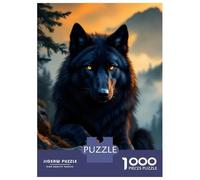 Jigsaw Puzzle for Adults 1000 Pieces Black Wolf at Sunset Jigsaw Puzzle Relaxing Games Difficult Challenge Unique Gifts for Birthday And Christmas 52x38cm/1000pcs