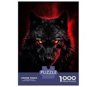 Jigsaw Puzzle for Adults 1000 Pieces Black Wolf with Red Eyes Teenager Puzzles Fun Games Staycation Kill Time for Is Ideal As A Gift 70x50cm/1000pcs