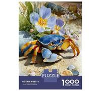 Jigsaw Puzzle for Adults 1000 Pieces Blue Crab Watercolor Painting Jigsaw Puzzle Brain Teaser Game For Family Fun Parent-child Interaction 38x26cm/1000pcs