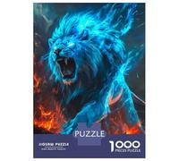 Jigsaw Puzzle for Adults 1000 Pieces Blue Fire Lion Jigsaw Puzzle Relaxing Games Difficult Challenge Unique Gifts for Birthday And Christmas 70x50cm/1000pcs