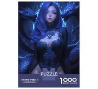 Jigsaw Puzzle for Adults 1000 Pieces Blue-Haired Woman with Dragons Jigsaw for Adults Relax Games Hand Speed Race Difficult And Challenge 52x38cm/1000pcs
