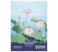 Jigsaw Puzzle for Adults 1000 Pieces Blue Japanese Lotus Flower Jigsaw Puzzle Relax Games Precision Cutting Parent-child Interaction 52x38cm/1000pcs