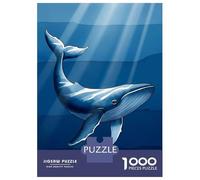 Jigsaw Puzzle for Adults 1000 Pieces Blue Whale Swimming in Sunlit Ocean Jigsaw Puzzle Relax Games Precision Cutting Parent-child Interaction 38x26cm/1000pcs