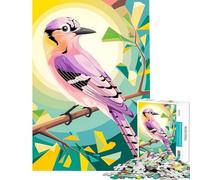 Jigsaw Puzzle for Adults 1000 Pieces Blush Orchid︰ The Eurasian Jay in Geometric Nature Brain Teaser Game Toy Intellectual Game Great Gifts for Games Improve Memory (Size 38x52cm)