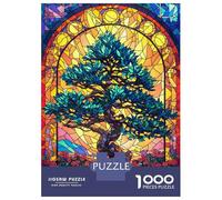 Jigsaw Puzzle for Adults 1000 Pieces Bonsai Tree Stained Glass Puzzle for Adults Family Game Improve Memory Parent-child Interaction 38x26cm/1000pcs
