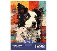 Jigsaw Puzzle for Adults 1000 Pieces Border Collie Graffiti Teenager Puzzles Fun Games Staycation Kill Time for Is Ideal As A Gift 38x26cm/1000pcs