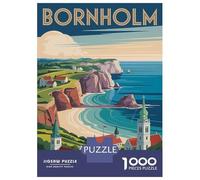 Jigsaw Puzzle for Adults 1000 Pieces, Bornholm Travel Artwork, Stress Relief Activity, Perfect Pieces, 38x26cm/1000pcs