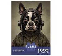 Jigsaw Puzzle for Adults 1000 Pieces Boston Terrier Soldier Jigsaw Puzzle Brain Teaser Game For Family Fun Parent-child Interaction 52x38cm/1000pcs
