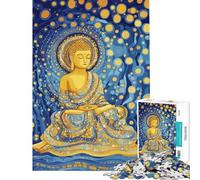 Jigsaw Puzzle for Adults 1000 Pieces Buddha Starry Night Meditation Poster Art Jigsaw for Adults Relax Games Perfect Decoration for Is Ideal As A Gifts (Size 38x52cm)