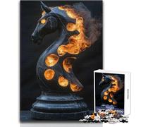 Jigsaw Puzzle for Adults 1000 Pieces Burning Knight Chess Piece Peaceful And Satisfying Pastime Perfect Interlock Precision Cut Toy Size 38x52cm