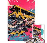 Jigsaw Puzzle for Adults 1000 Pieces Bus Crashing Through Debris Jigsaw Hands-on Game A Work of Art Unique Gifts for Birthday And Christmas (Size 38x26cm)