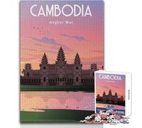 Jigsaw Puzzle for Adults 1000 Pieces Cambodia Beautiful Design Game Perfect Decoration Gift Birthday Size 38x26cm
