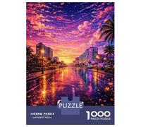 Jigsaw Puzzle for Adults 1000 Pieces Cancun Mexico Sunset Street Scene Jigsaw for Adults Relax Games Hand Speed Race Difficult And Challenge 38x26cm/1000pcs
