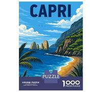 Jigsaw Puzzle for Adults 1000 Pieces Capri Italy Island Puzzle for Adults Relax Games Perfect Decoration Difficult And Challenge 38x26cm/1000pcs
