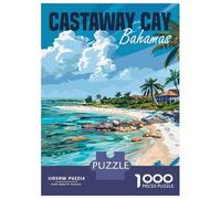 Jigsaw Puzzle for Adults 1000 Pieces, Castaway Cay Bahamas Artwork, Premium Puzzle Challenge, Christmas Puzzle Collection, Durable Puzzle Pieces, 52x38cm/1000pcs