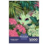 Jigsaw Puzzle for Adults 1000 Pieces Cat Hidden in Flowers And Foliage Jigsaw Puzzle Relaxing Games Difficult Challenge Unique Gifts for Birthday And Christmas 52x38cm/1000pcs