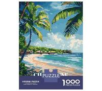Jigsaw Puzzle for Adults 1000 Pieces, Champagne Beach Vanuatu Travel Poster Artwork, Creative Leisure Activity, Festive Season Fun, Pieces, 38x26cm/1000pcs