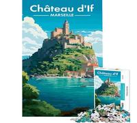 Jigsaw Puzzle for Adults 1000 Pieces Château D'If Marseille Travel Poster Educational Game Learning Educational Toys Great Gifts And Toys for The Whole Family (Size 50x75cm)