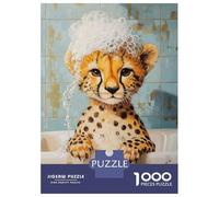 Jigsaw Puzzle for Adults 1000 Pieces Cheetah Bath Time Jigsaw for Adults Relax Games Hand Speed Race Difficult And Challenge 70x50cm/1000pcs