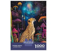 Jigsaw Puzzle for Adults 1000 Pieces Cheetah in Cosmos -2 Jigsaw Puzzle Hands-on Game Pattern Assembly for Is Ideal As A Gift 38x26cm/1000pcs