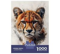 Jigsaw Puzzle for Adults 1000 Pieces Cheetah Portrait with Watercolor Effect Jigsaw for Adults Relax Games Hand Speed Race Difficult And Challenge 70x50cm/1000pcs