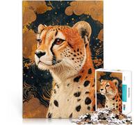 Jigsaw Puzzle for Adults 1000 Pieces Cheetah with Golden Clouds Lustige Spiele Wunschliste mit dem Weihnachtsmann75x50cm