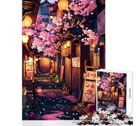 Jigsaw Puzzle for Adults 1000 Pieces Cherry Blossom Back Alley Family Game Tough Challenge Educational Toy Gifts for Friends And Family (38x52cm)