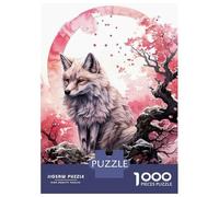 Jigsaw Puzzle for Adults 1000 Pieces Cherry Blossom Wolf Animal Jigsaw Puzzle Brain Teaser Game For Family Fun Parent-child Interaction 52x38cm/1000pcs