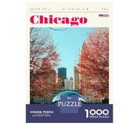 Jigsaw Puzzle for Adults 1000 Pieces, Chicago Illinois Travel Art Artwork, Premium Puzzle Challenge, Gift for Adults, Precision Cut Pieces, 38x26cm/1000pcs