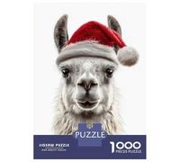 Jigsaw Puzzle for Adults 1000 Pieces Christmas Llama Wearing A Santa Hat Puzzles for Adults Relax Games Pattern Assembly for Is Ideal As A Gift 52x38cm/1000pcs
