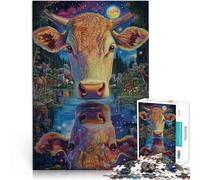 Jigsaw Puzzle for Adults 1000 Pieces Color painting cow Made of wood for and 14 years and over Play toys because it is ideal as a gift for the whole family。size：50x75cm/19.68x29.52inch