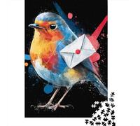 Jigsaw Puzzle for Adults 1000 Pieces Colorful Bird with Envelope Art Print Adult Jigsaw Puzzle Hands-on Game Pattern Assembly Unique Gifts for Birthday And Christmas 70x50cm/1000pcs