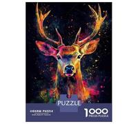 Jigsaw Puzzle for Adults 1000 Pieces Colorful Deer Portrait Jigsaw Puzzle Relaxing Games Difficult Challenge Unique Gifts for Birthday And Christmas 70x50cm/1000pcs
