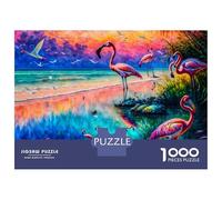Jigsaw Puzzle for Adults 1000 Pieces Colorful Flamingo Beach Scene Adult Jigsaw Puzzle Relaxing Games Wall Decoration for Is Ideal As A Gift 52x38cm/1000pcs