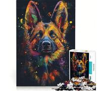 Jigsaw Puzzle for Adults 1000 Pieces Colorful German Shepherd, Educational Games, For Family Fun, Artists' Collection, Fine Arts 38x26cm