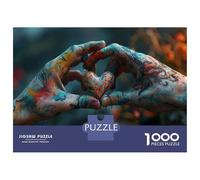 Jigsaw Puzzle for Adults 1000 Pieces Colorful Heart Hands Jigsaw Puzzle Relaxing Games Wall Decoration Difficult And Challenge 38x26cm/1000pcs