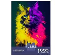 Jigsaw Puzzle for Adults 1000 Pieces Colorful Maine Coon Cat Jigsaw Puzzle Relax Games Precision Cutting Parent-child Interaction 70x50cm/1000pcs